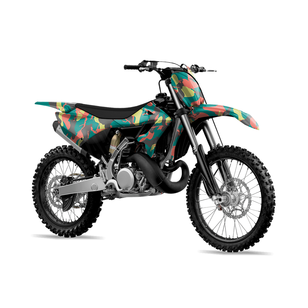 Large Ragged Fiesta Camo Dirt Bike Vinyl Wrap