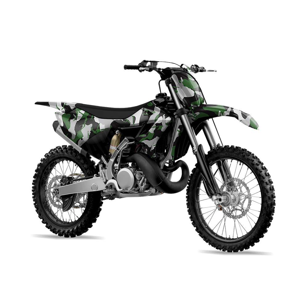 Large Ragged Green Tiger Camo Dirt Bike Vinyl Wrap