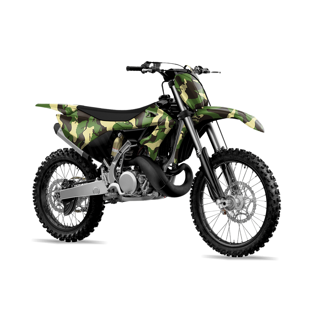 Large Ragged Jungle Camo Dirt Bike Vinyl Wrap