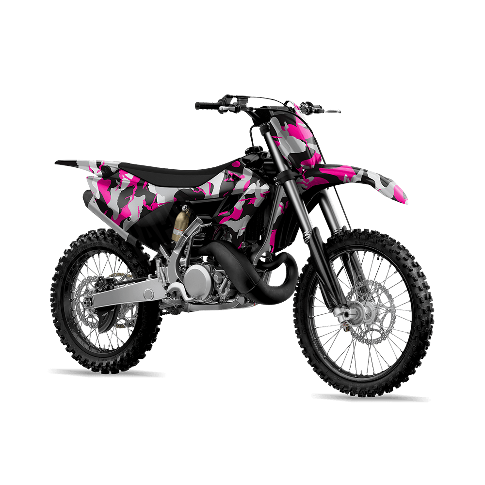 Large Ragged Magenta Tiger Camo Dirt Bike Vinyl Wrap
