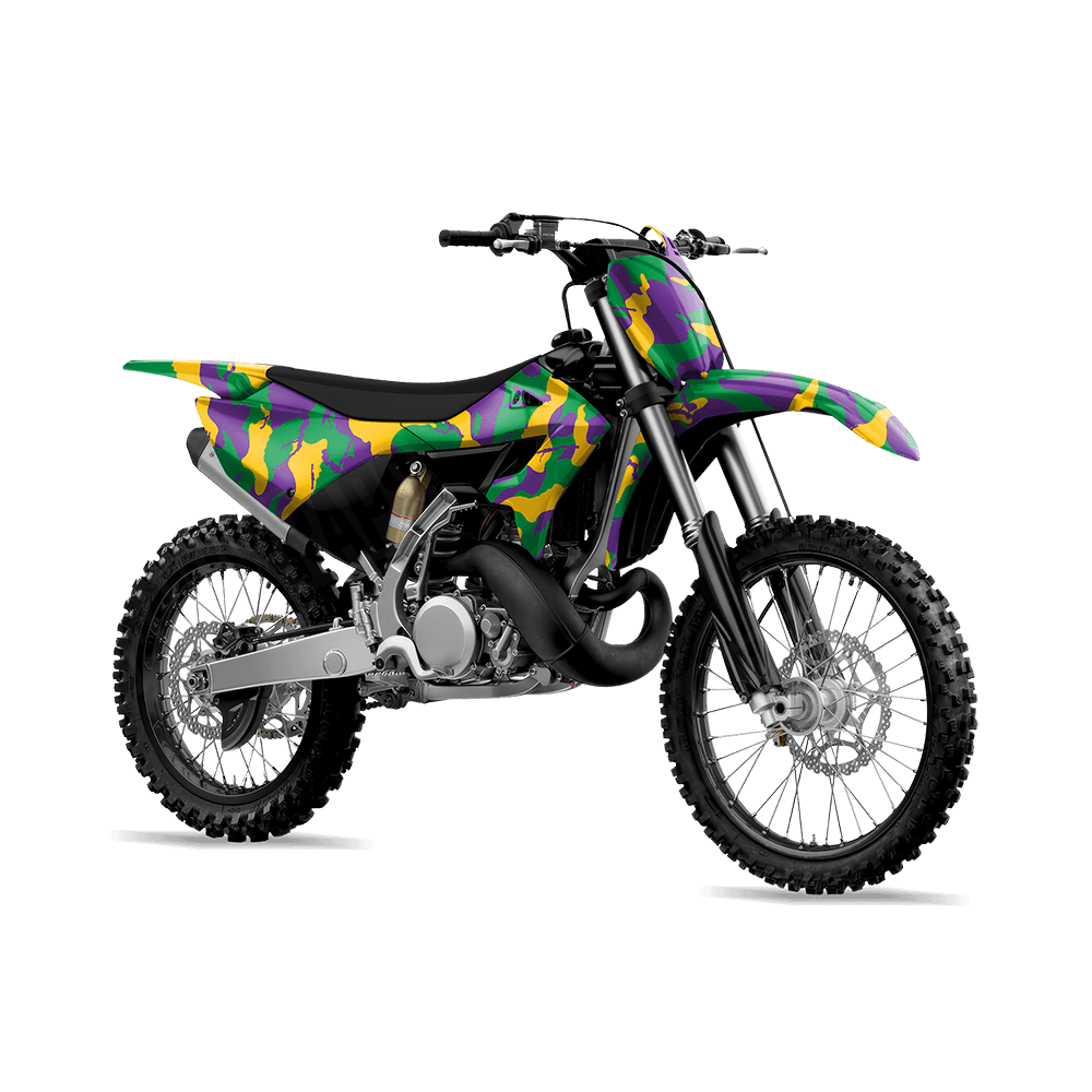 Large Ragged Mardi Gras Camo Dirt Bike Vinyl Wrap
