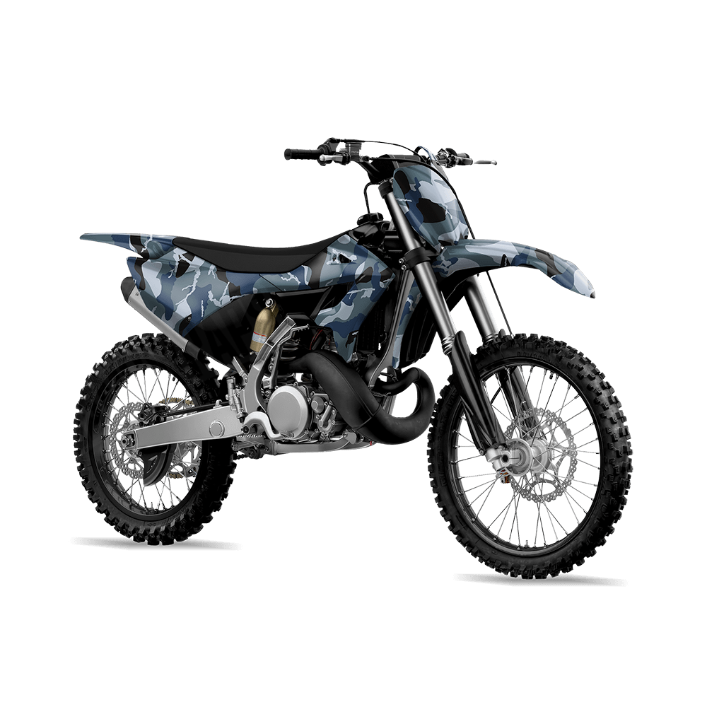 Large Ragged Navy Camo Dirt Bike Vinyl Wrap