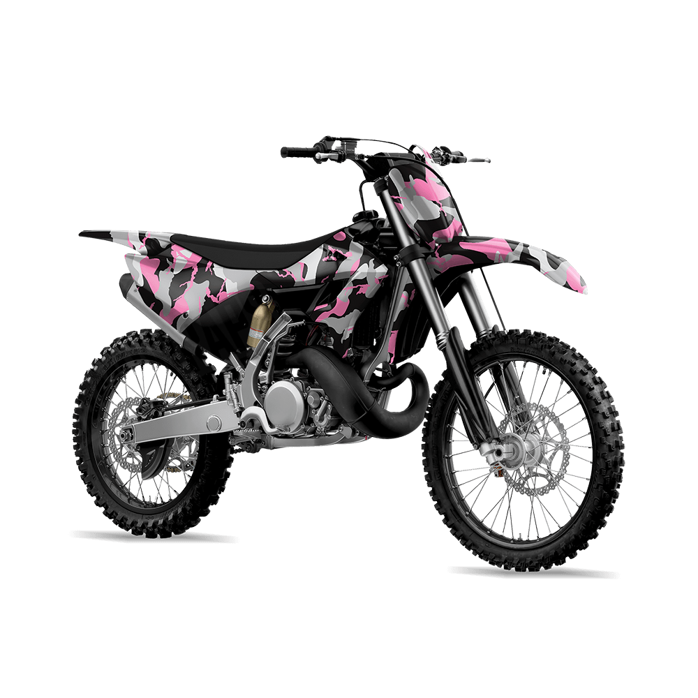 Large Ragged Pink Tiger Camo Dirt Bike Vinyl Wrap