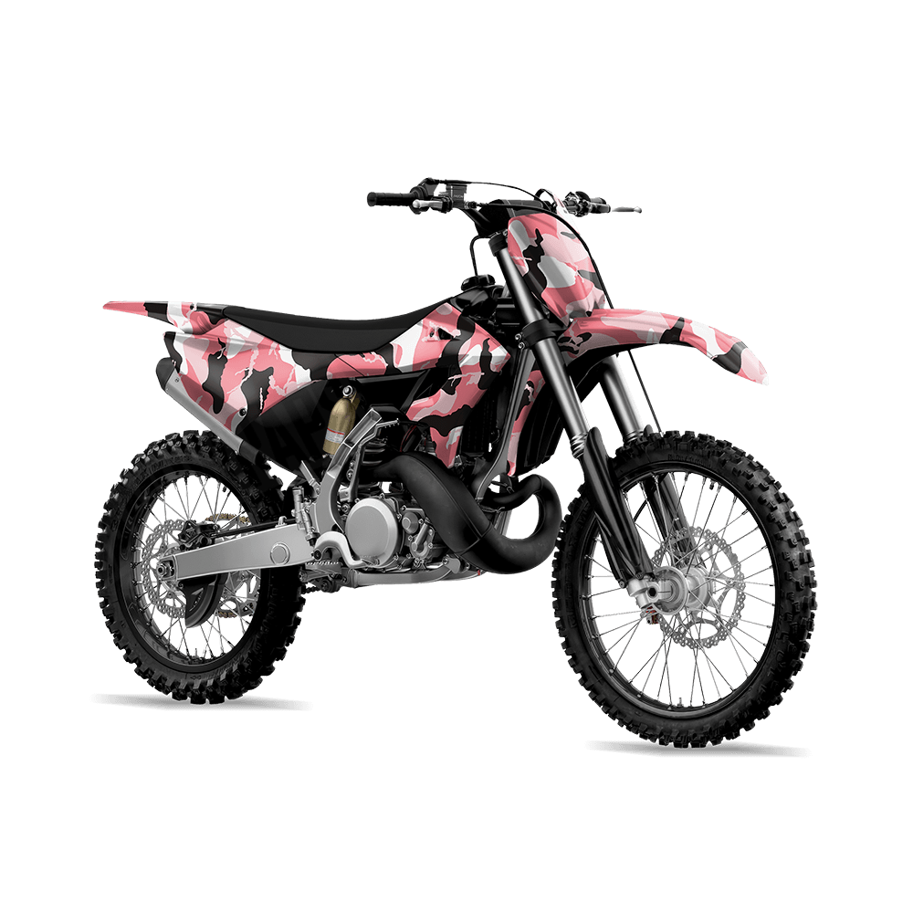 Large Ragged Pink Camo Dirt Bike Vinyl Wrap
