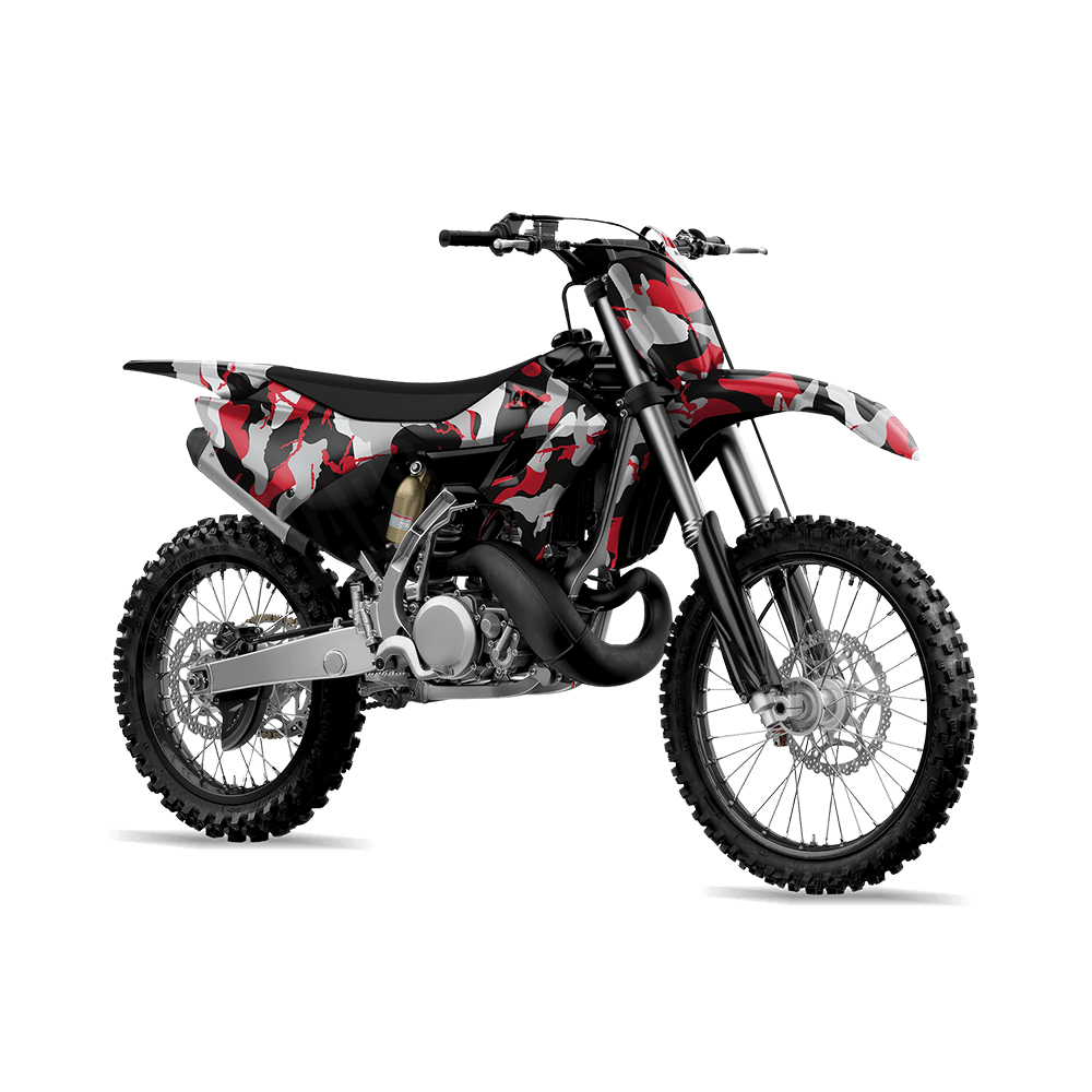 Large Ragged Red Tiger Camo Dirt Bike Vinyl Wrap