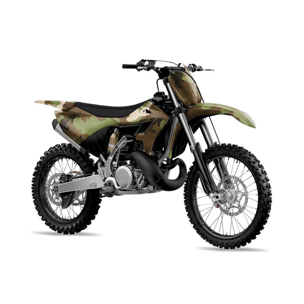 Nemesis Woodlands Wolf Camo Dirt Bike Vinyl Wrap