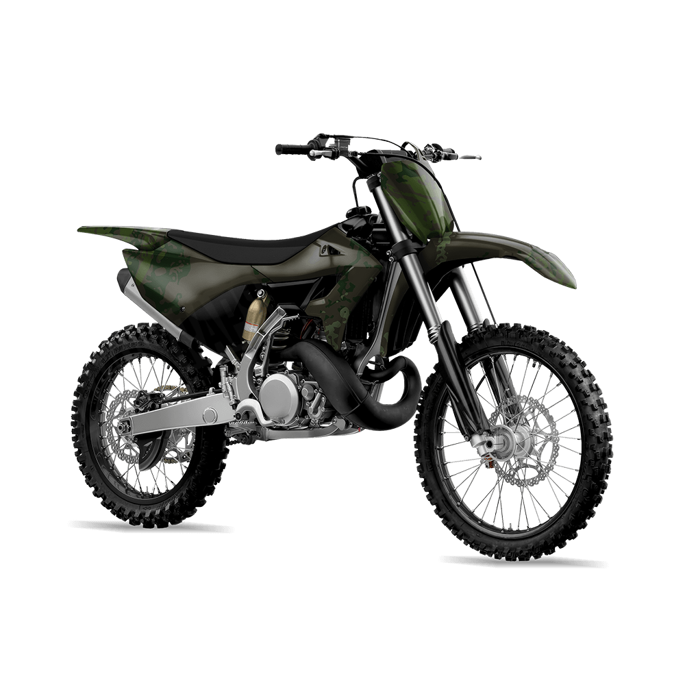 Pasted Army Dark Green Camo Dirt Bike Vinyl Wrap