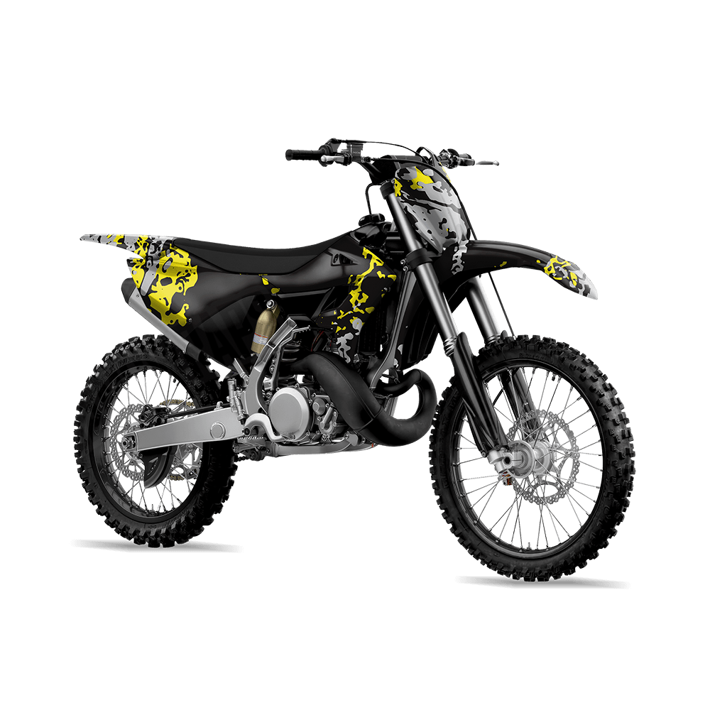 Pasted Yellow Tiger Camo Dirt Bike Vinyl Wrap