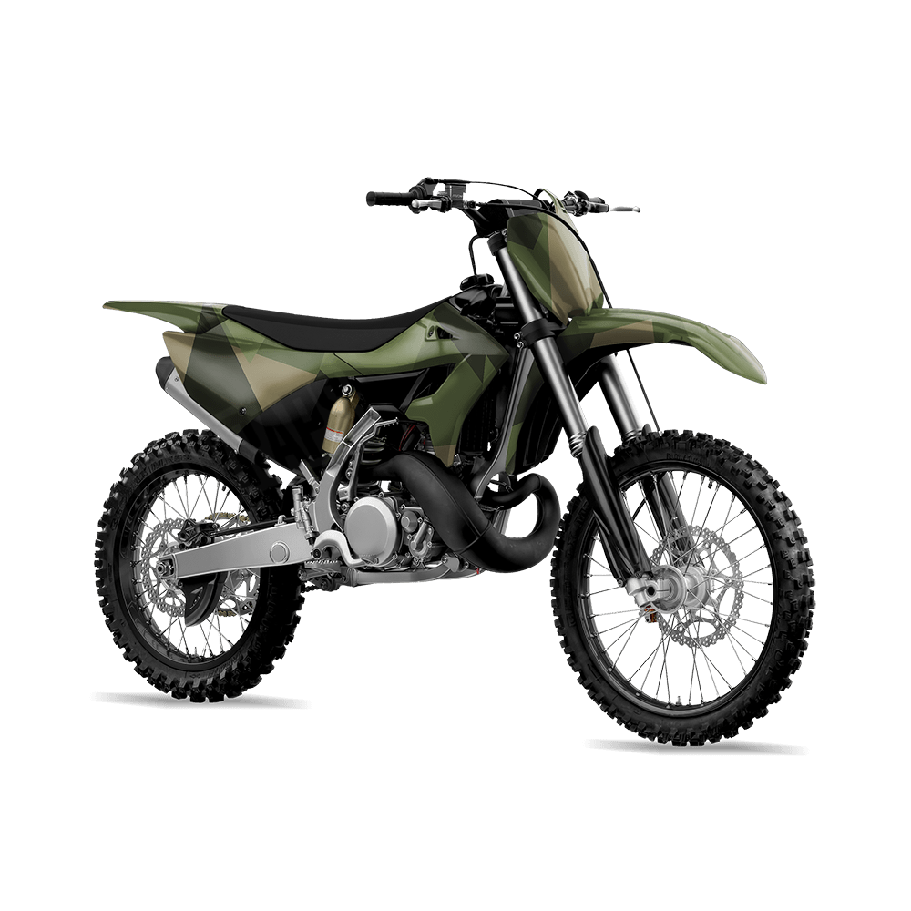 Shattered Army Green Camo Dirt Bike Vinyl Wrap