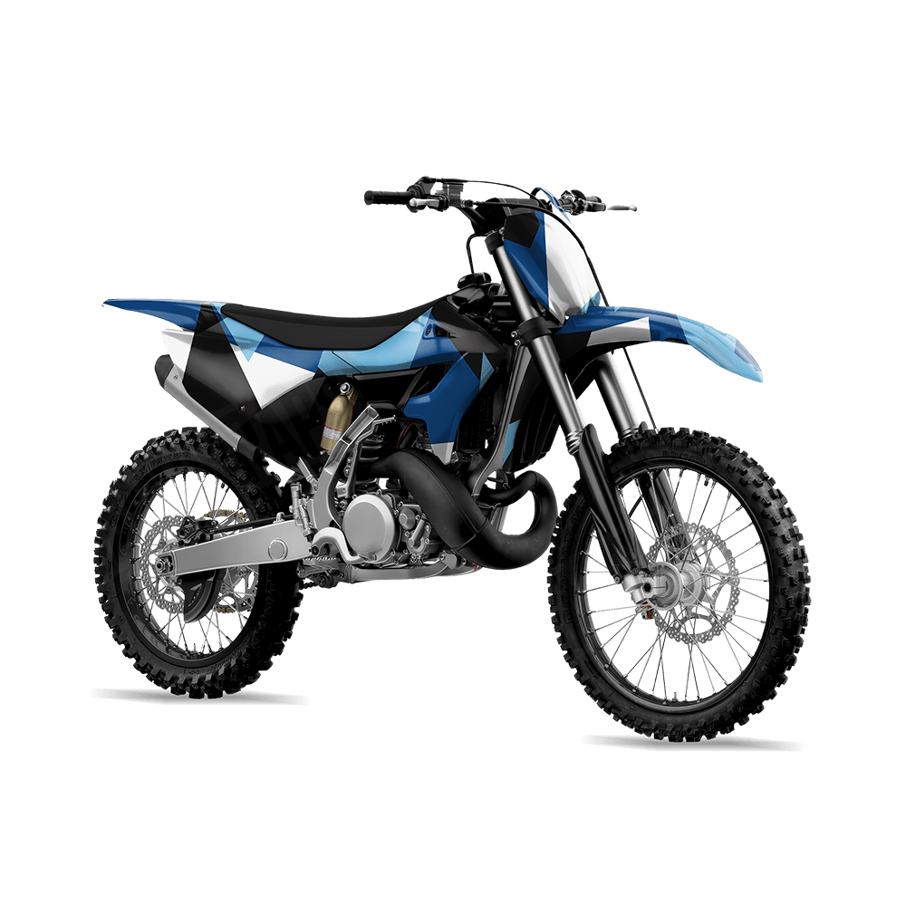 Shattered Baby Blue Camo Dirt Bike Vinyl Wrap