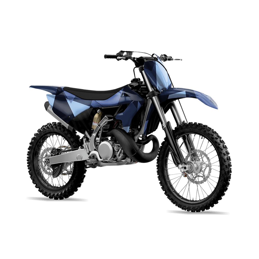 Shattered Blue Urban Night Camo Dirt Bike Vinyl Wrap