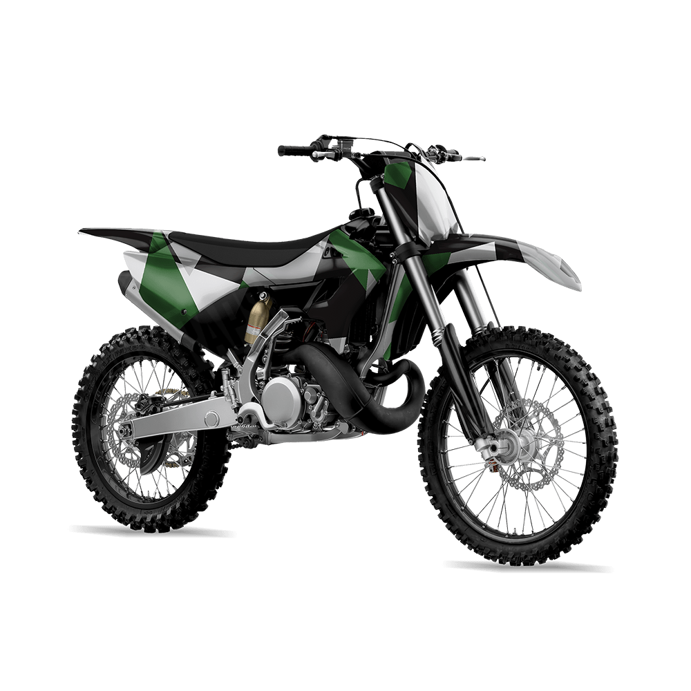 Shattered Green Tiger Camo Dirt Bike Vinyl Wrap