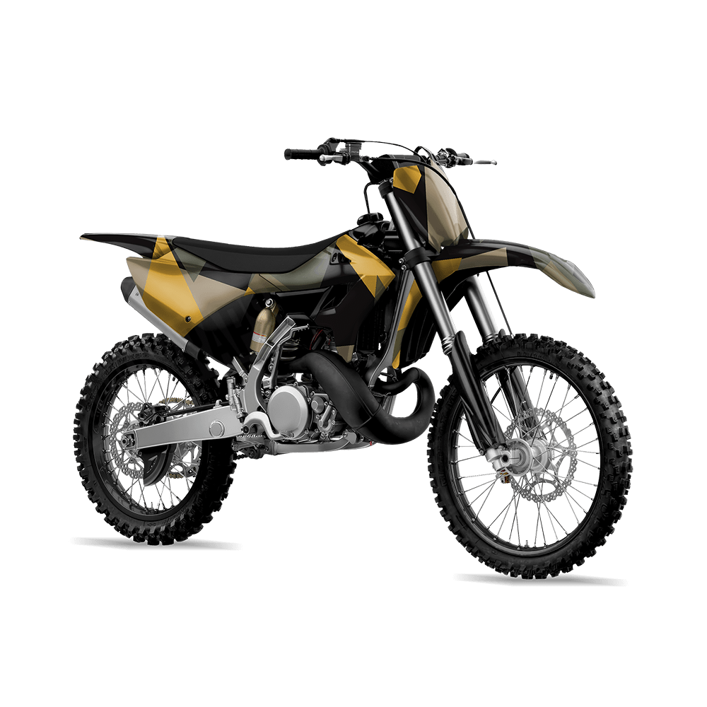 Shattered Militant Yellow Camo Dirt Bike Vinyl Wrap