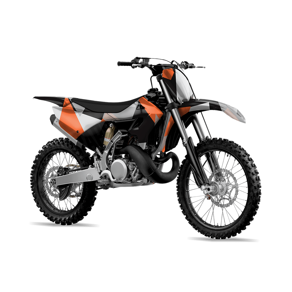 Shattered Orange Tiger Camo Dirt Bike Vinyl Wrap