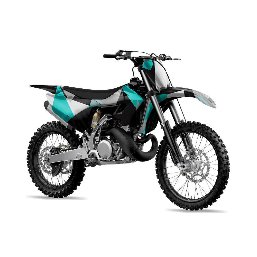 Shattered Tiffany Blue Tiger Camo Dirt Bike Vinyl Wrap