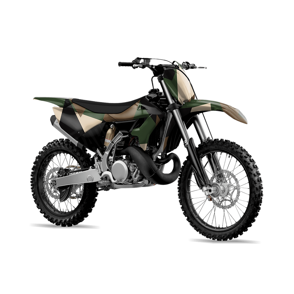 Shattered Woodland Camo Dirt Bike Vinyl Wrap