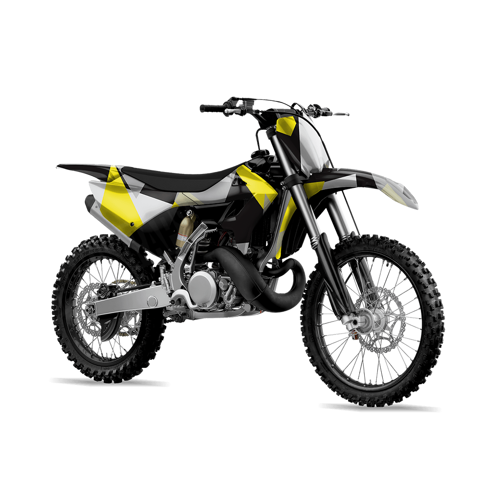 Shattered Yellow Tiger Camo Dirt Bike Vinyl Wrap