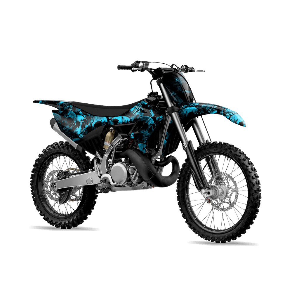 Skull Cyan Dirt Bike Wraps