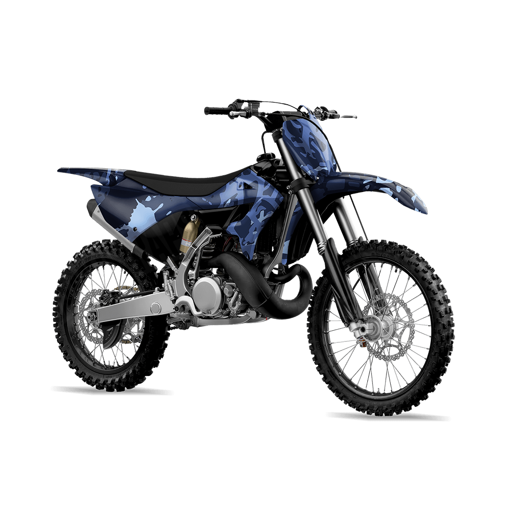 Tire Splatter Blue Urban Night Camo Dirt Bike Vinyl Wrap
