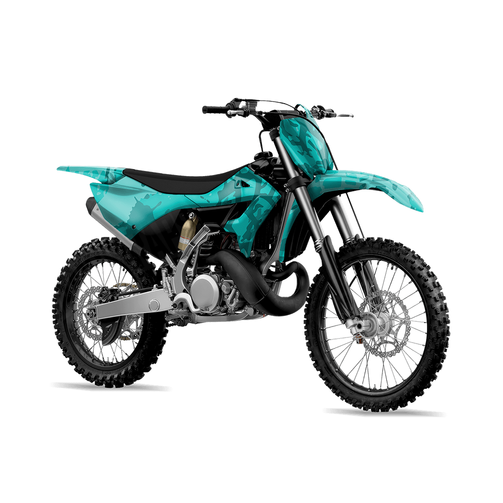 Tire Splatter Elite Tiffany Blue Camo Dirt Bike Vinyl Wrap