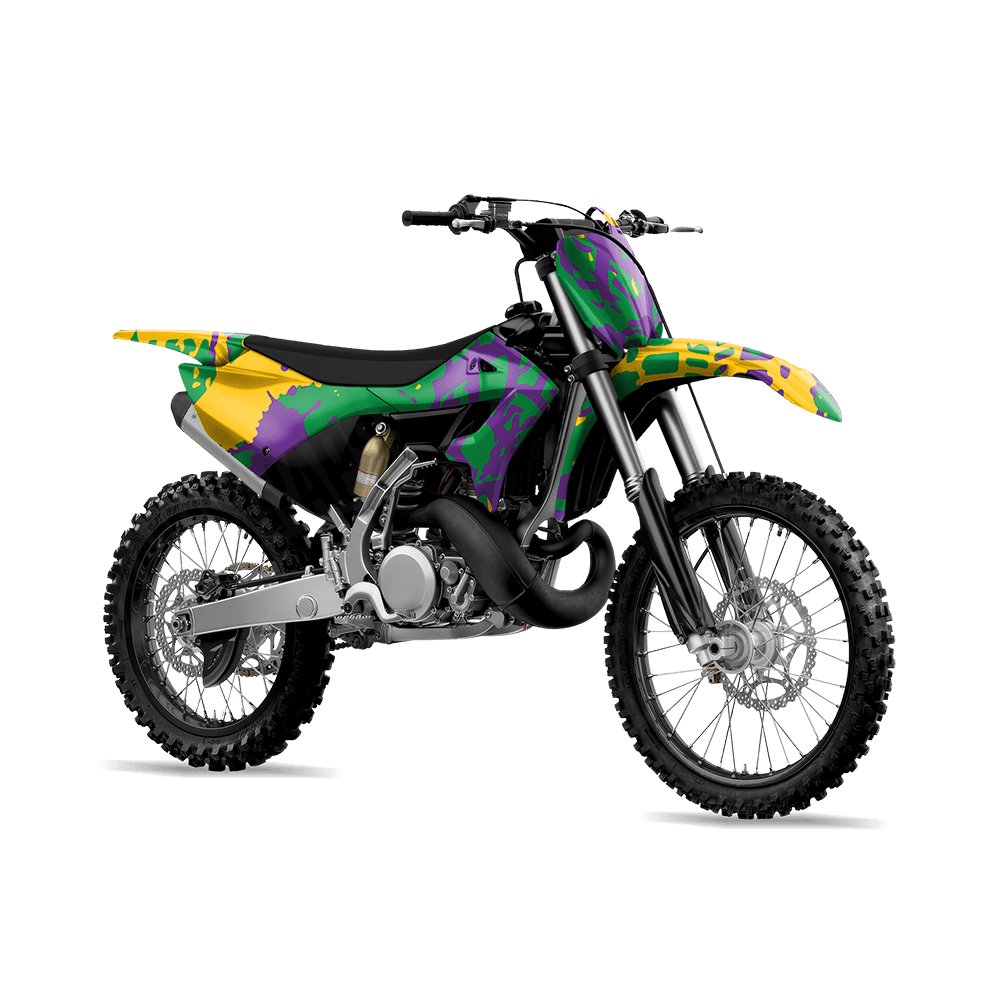 Tire Splatter Mardi Gras Camo Dirt Bike Vinyl Wrap
