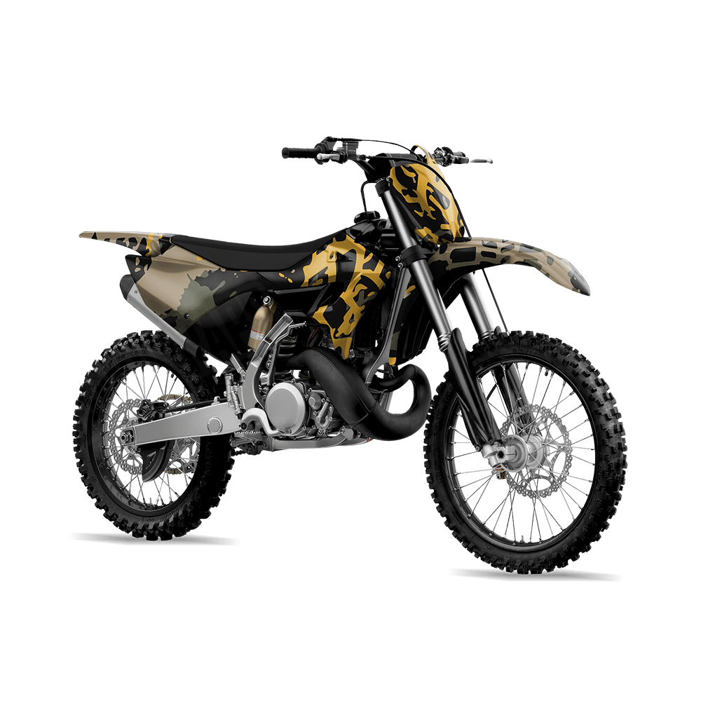 Tire Splatter Militant Yellow Camo Dirt Bike Vinyl Wrap