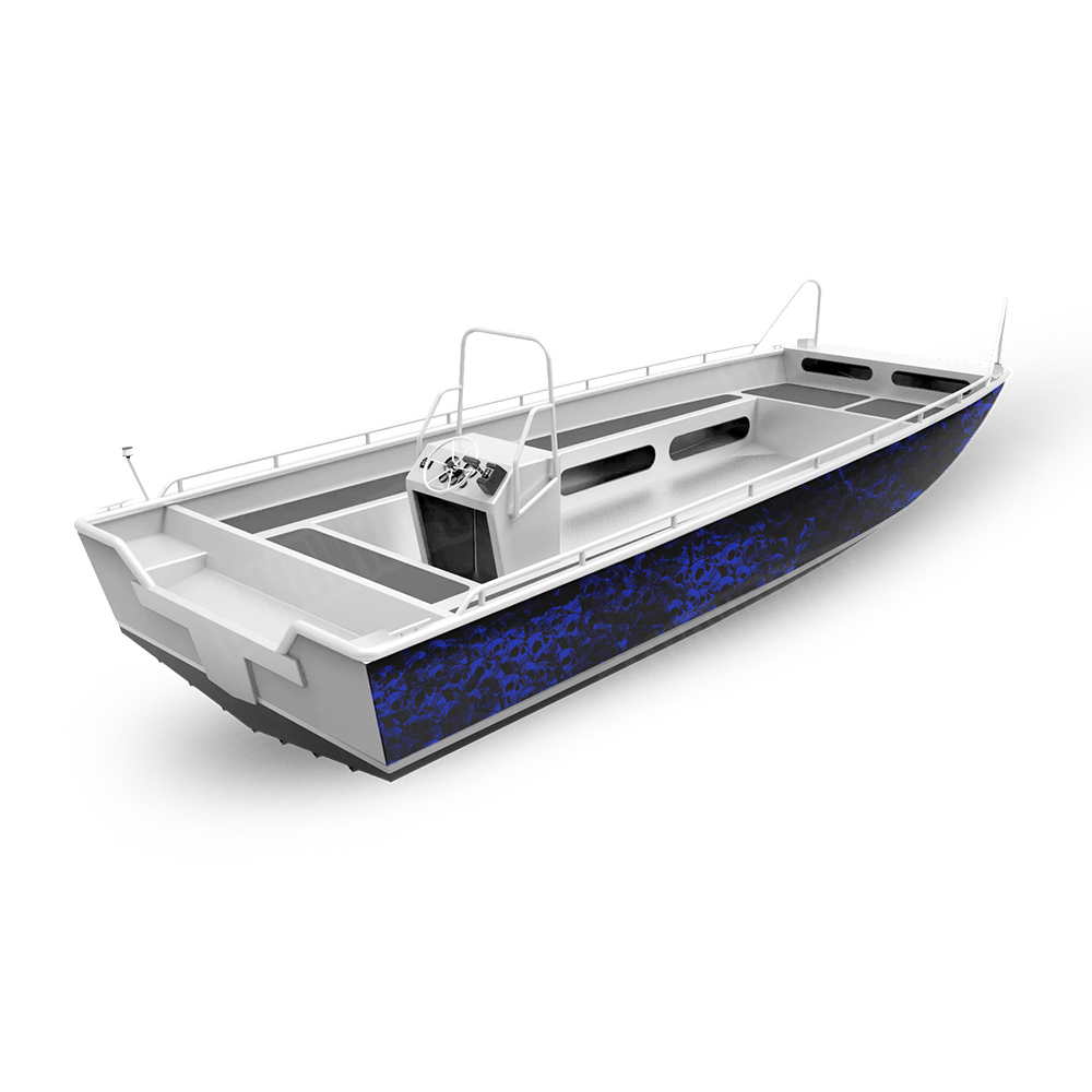 Skull Blue Fishing Boat Wraps