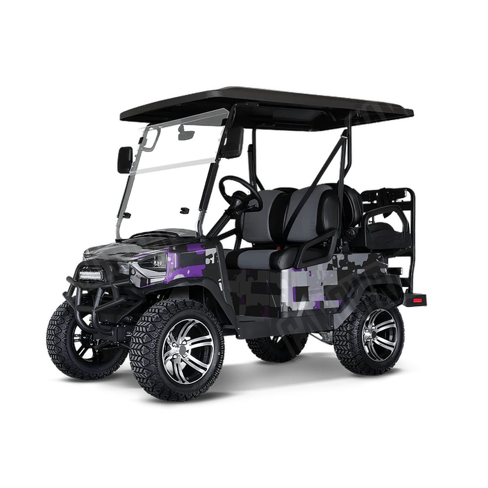 Broken Plaid Purple Tiger Golf Cart Camo Vinyl Wrap