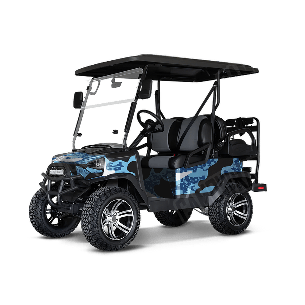 Compound Baby Blue Golf Cart Camo Vinyl Wrap