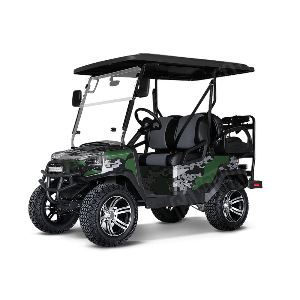Compound Green Tiger Golf Cart Camo Vinyl Wrap