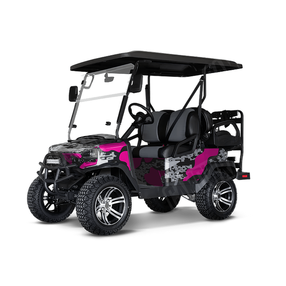 Compound Magenta Tiger Golf Cart Camo Vinyl Wrap