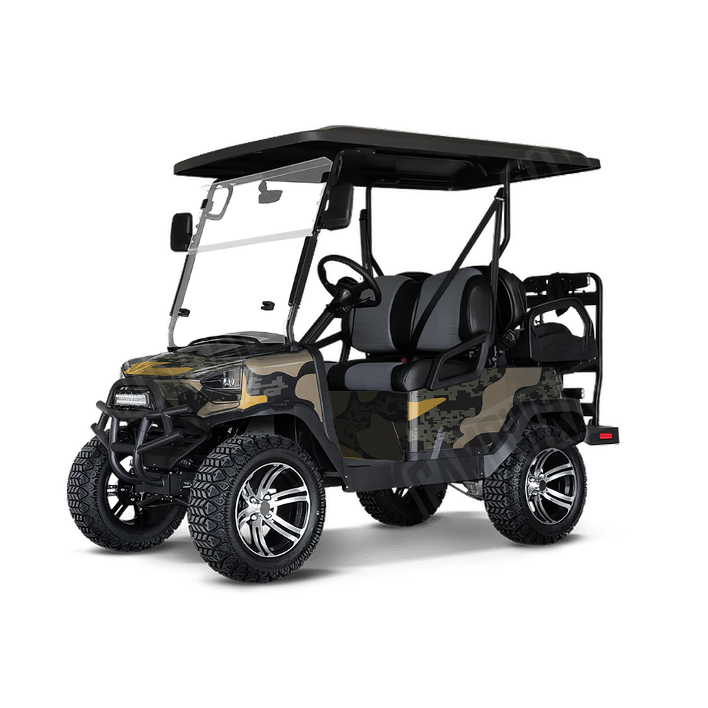 Compound Militant Yellow Golf Cart Camo Vinyl Wrap