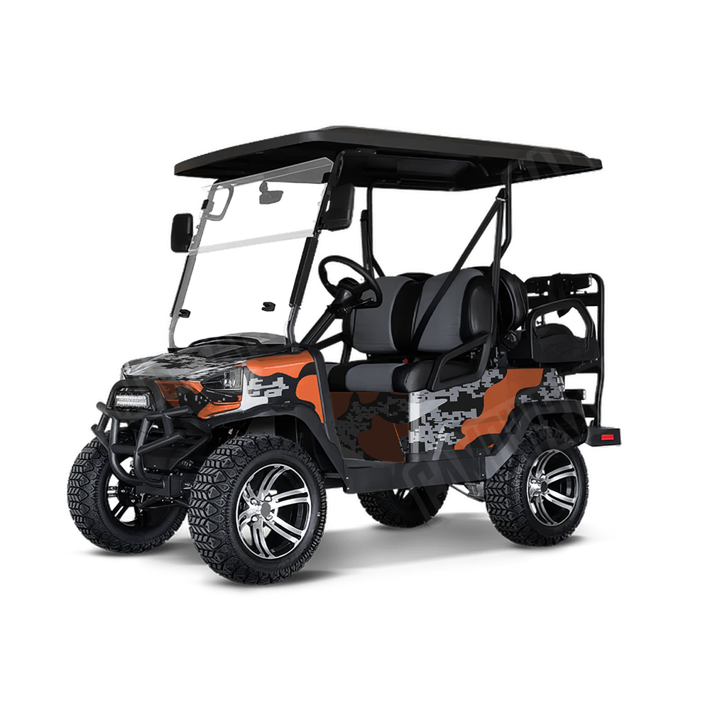 Compound Orange Tiger Golf Cart Camo Vinyl Wrap