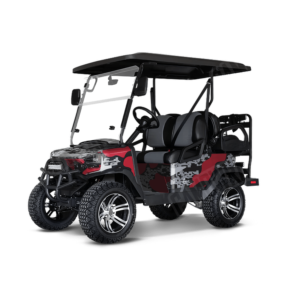 Compound Red Tiger Golf Cart Camo Vinyl Wrap