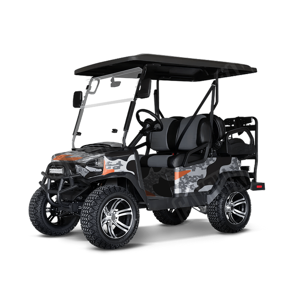 Compound Urban Orange Golf Cart Camo Vinyl Wrap