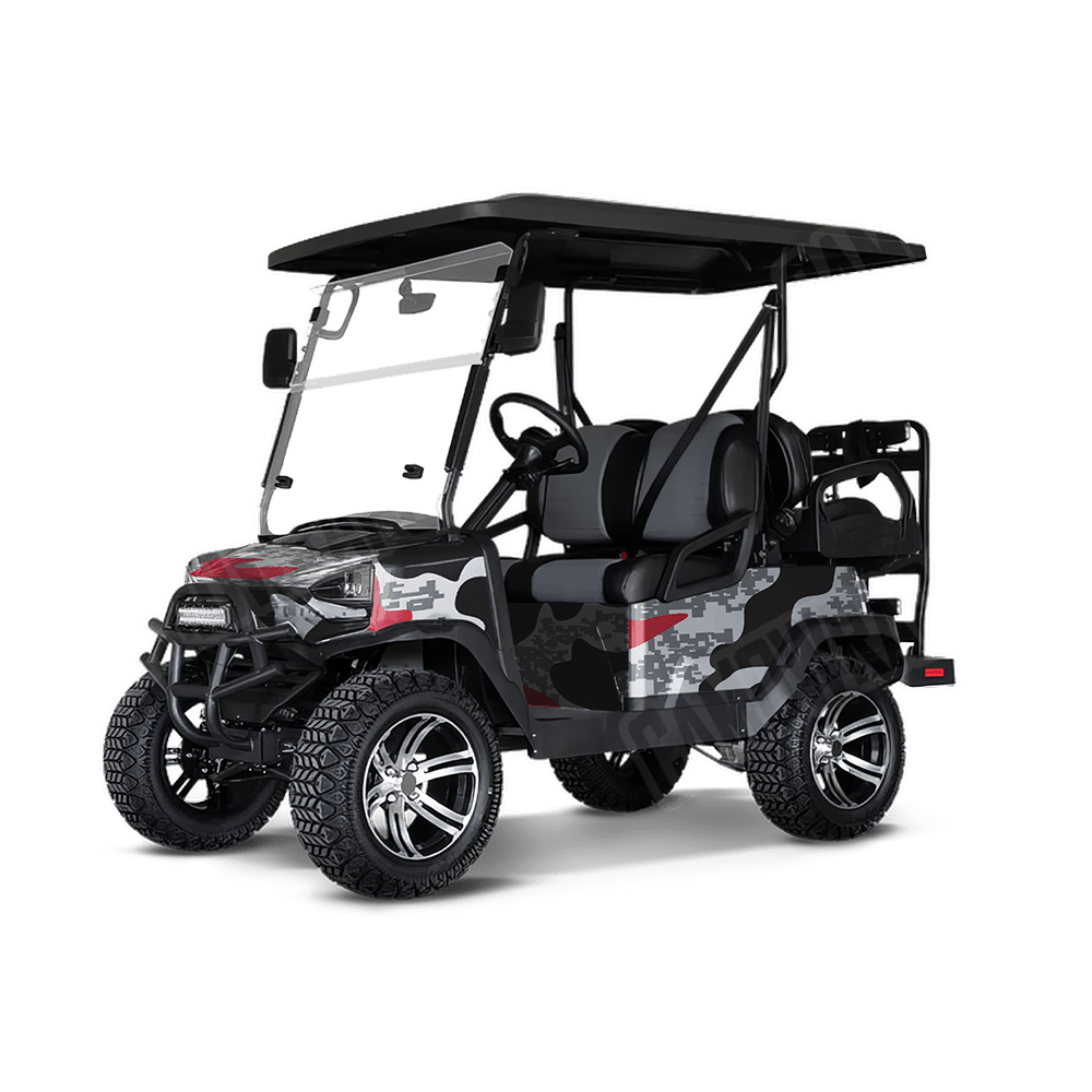 Compound Urban Red Golf Cart Camo Vinyl Wrap