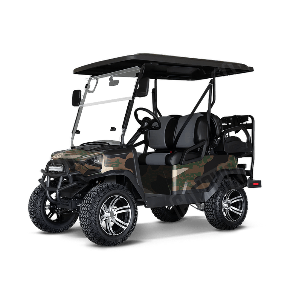 Compound Woodland Golf Cart Camo Vinyl Wrap