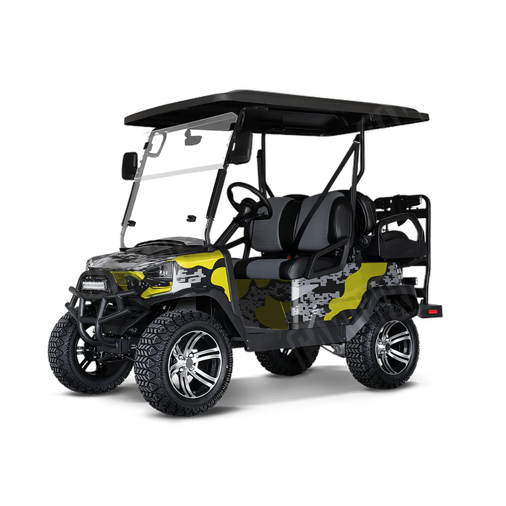 Compound Yellow Tiger Golf Cart Camo Vinyl Wrap