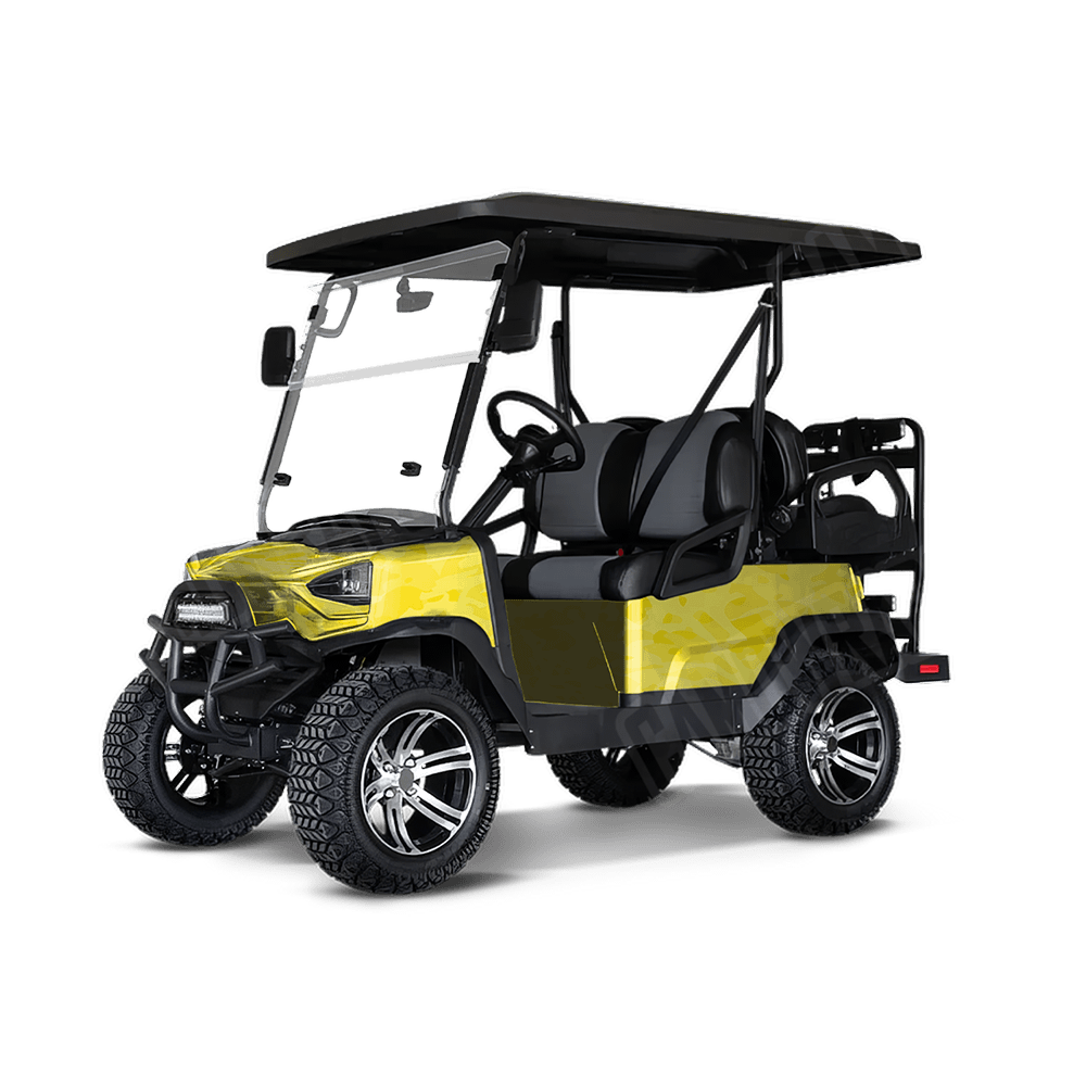 Crystal Elite Yellow Golf Cart Camo Vinyl Wrap