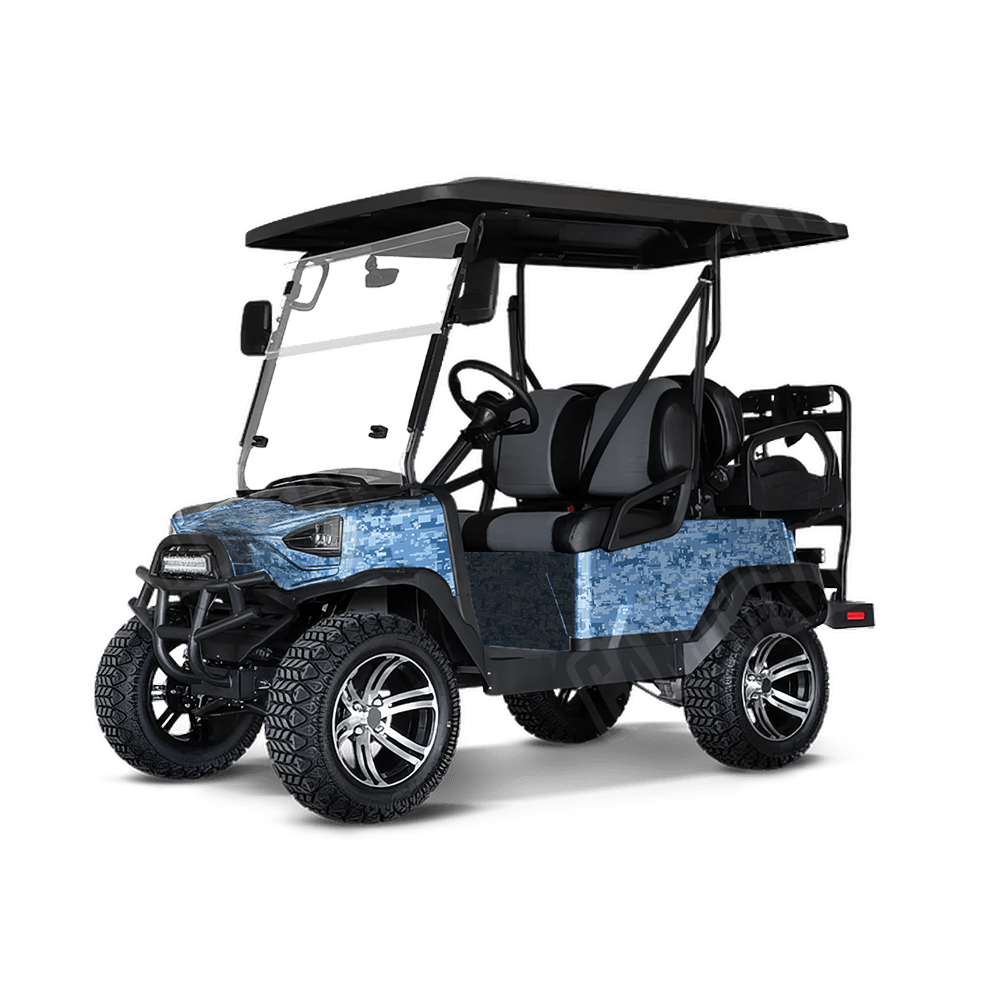 Digital Cool Blue Golf Cart Camo Vinyl Wrap