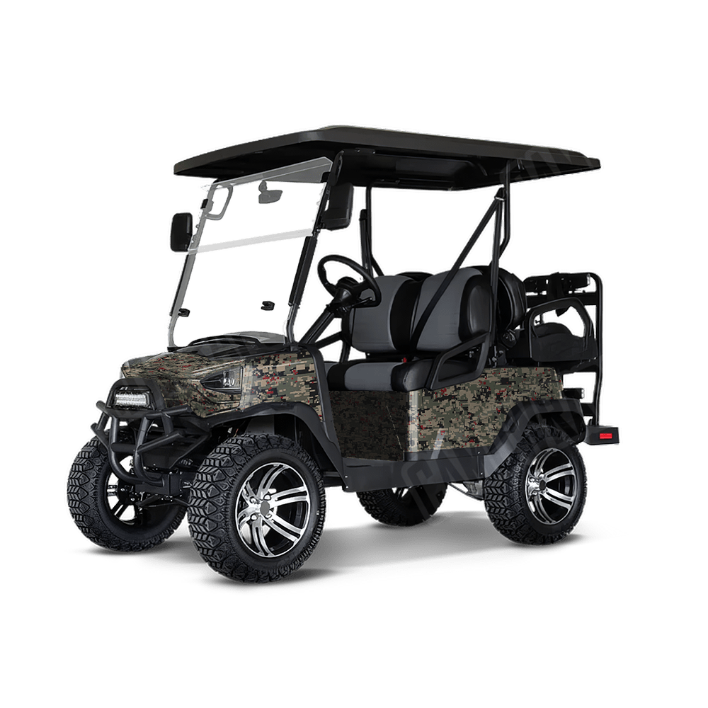Digital Militant Red Golf Cart Camo Vinyl Wrap