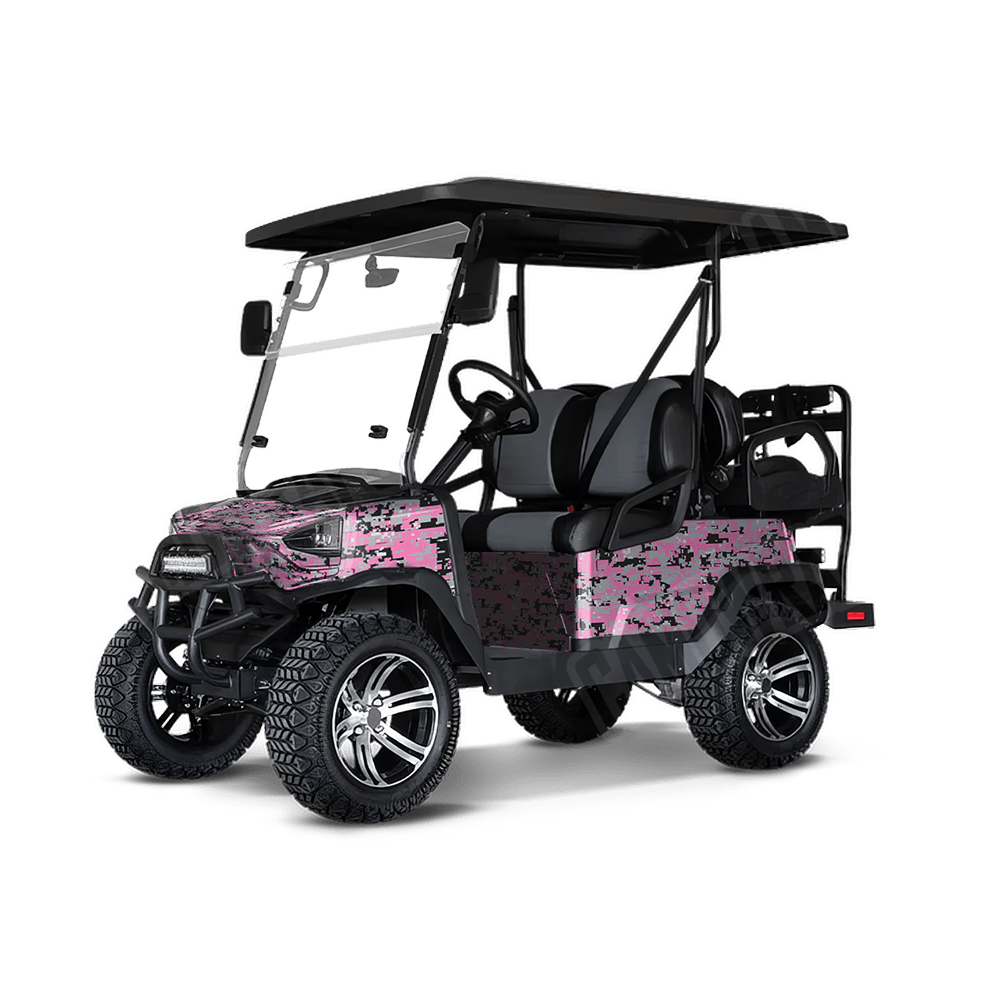 Digital Pink Tiger Golf Cart Camo Vinyl Wrap