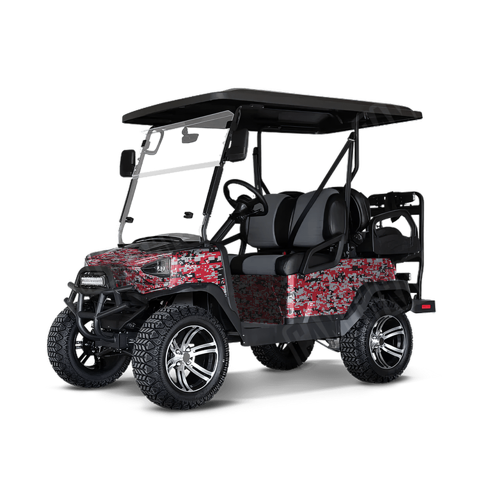 Digital Red Tiger Golf Cart Camo Vinyl Wrap