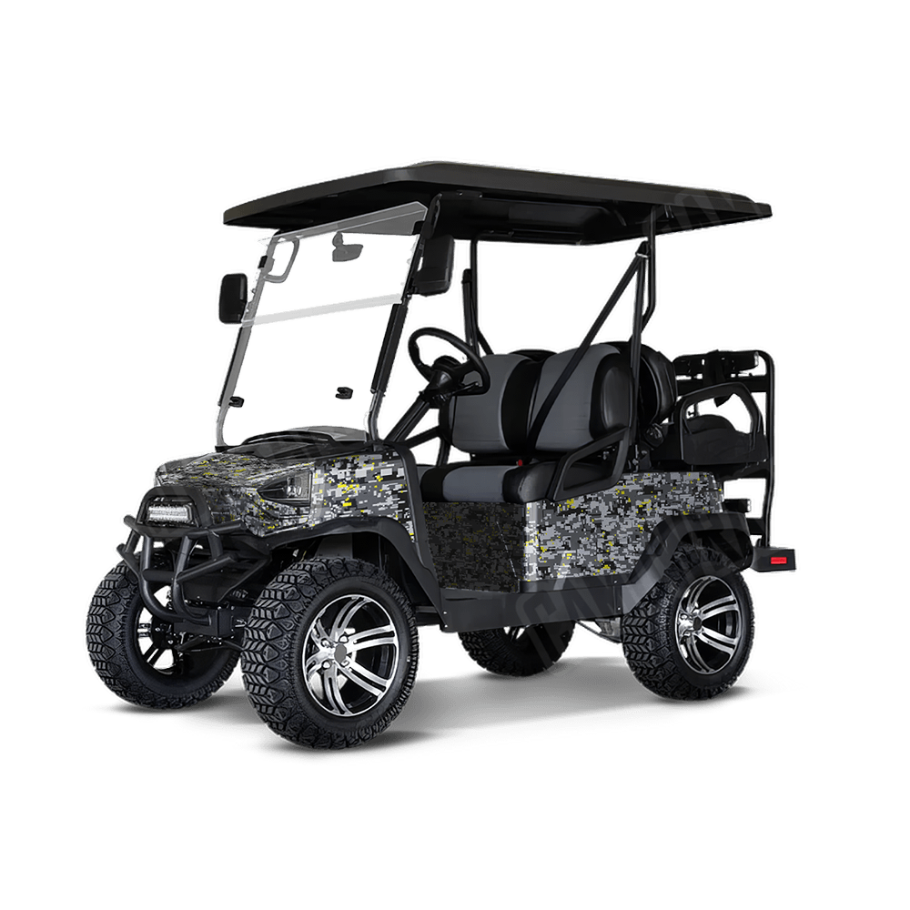 Digital Urban Yellow Golf Cart Camo Vinyl Wrap