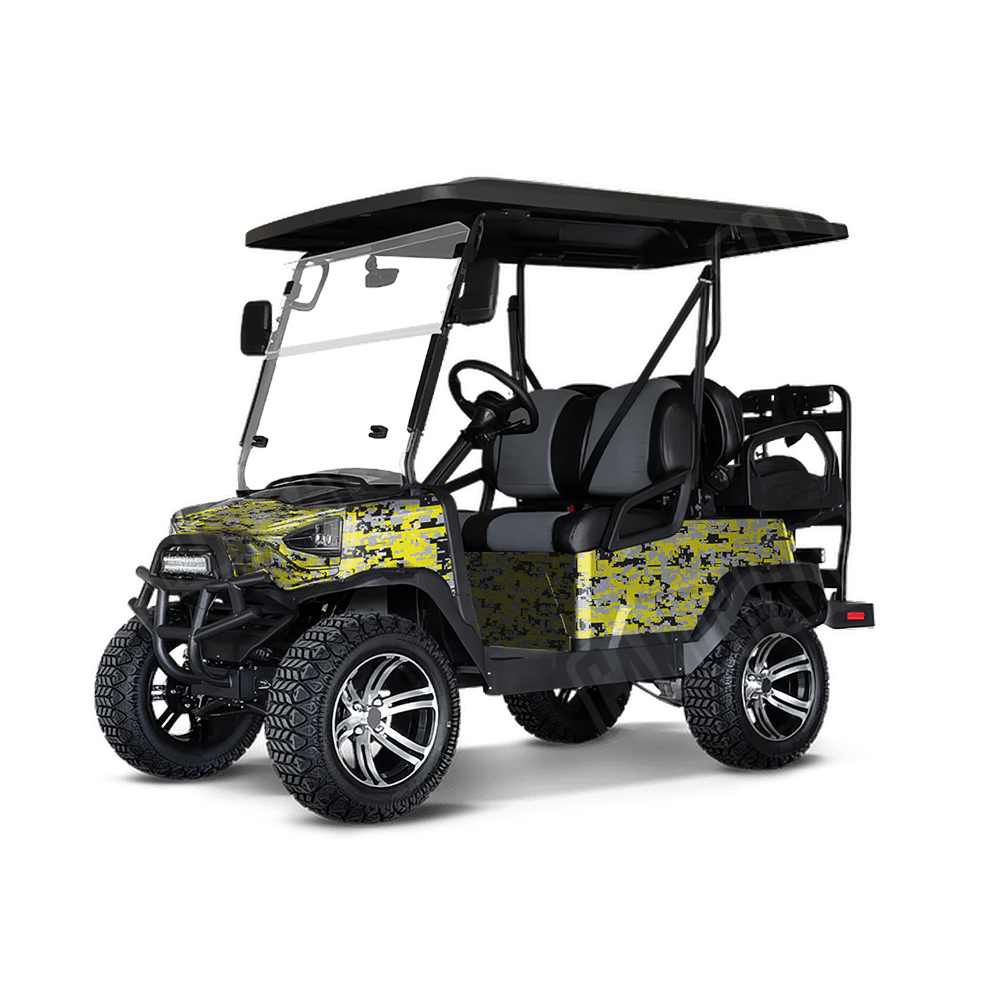 Digital Yellow Tiger Golf Cart Camo Vinyl Wrap