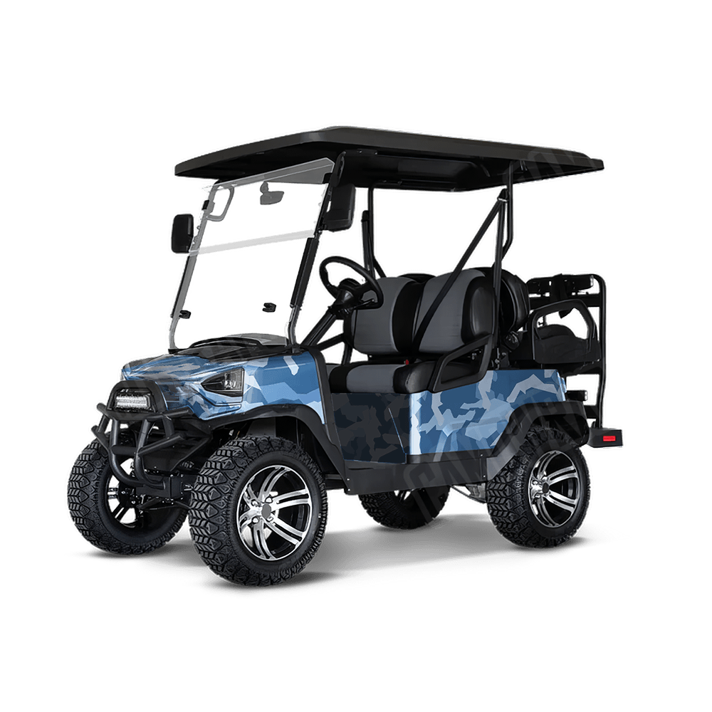 Erratic Cool Blue Golf Cart Camo Vinyl Wrap