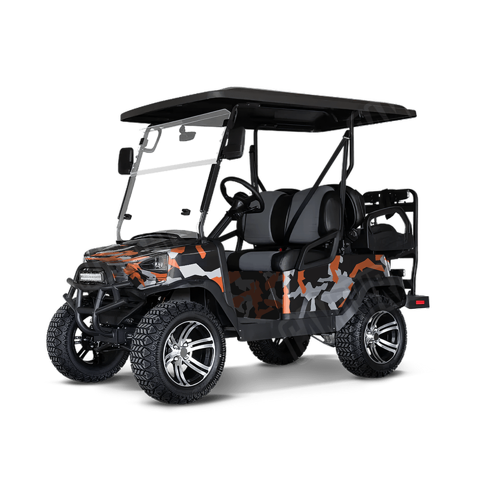 Erratic Orange Tiger Golf Cart Camo Vinyl Wrap