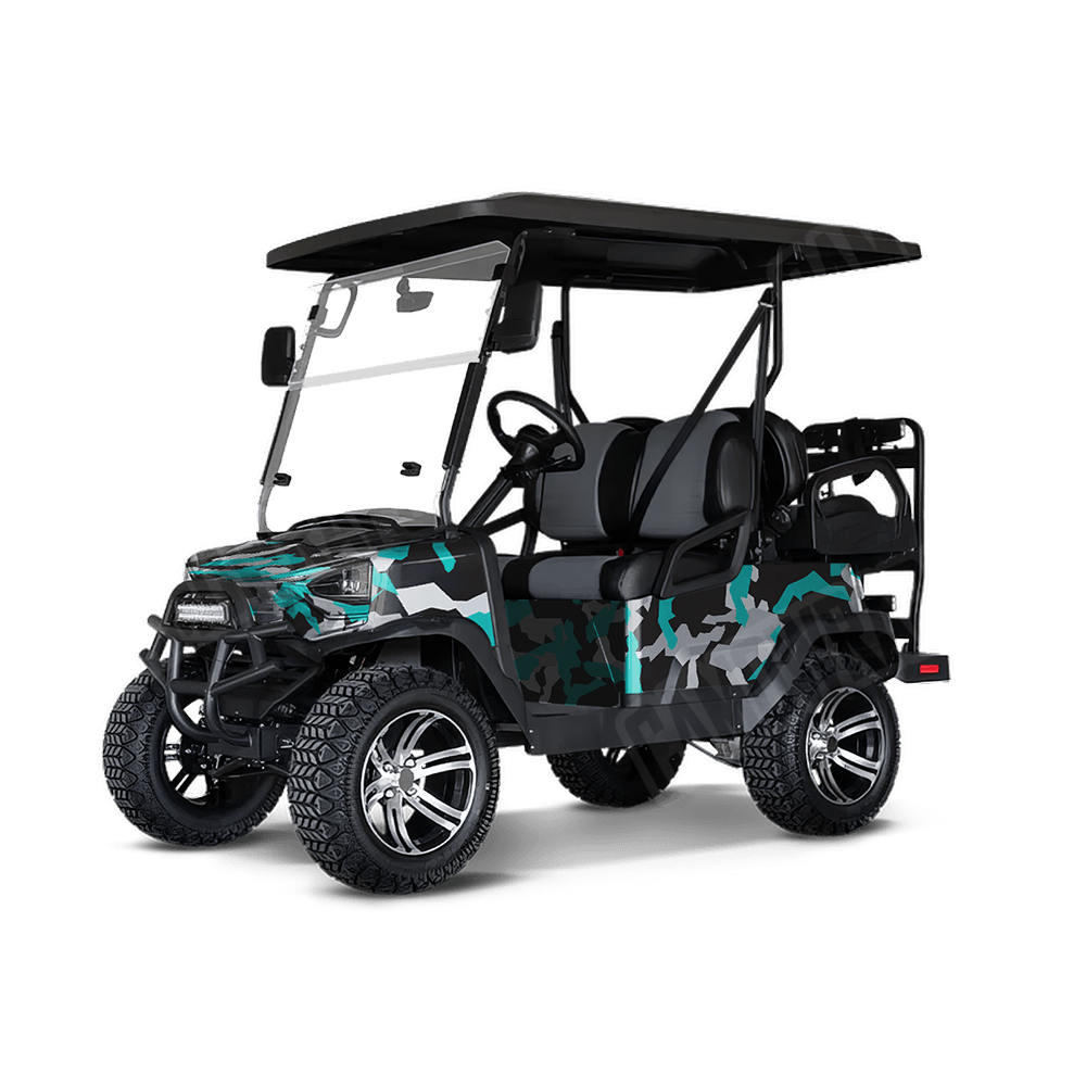 Erratic Tiffany Blue Tiger Golf Cart Camo Vinyl Wrap