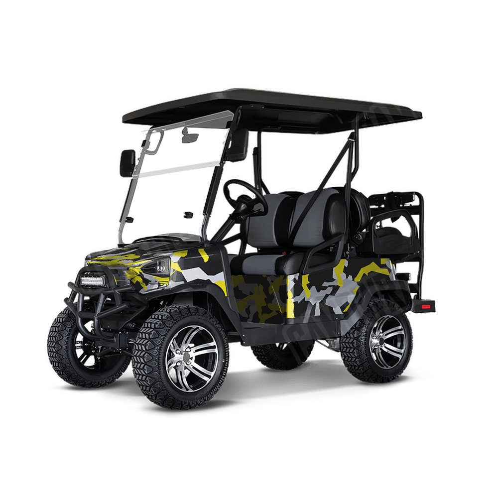 Erratic Yellow Tiger Golf Cart Camo Vinyl Wrap