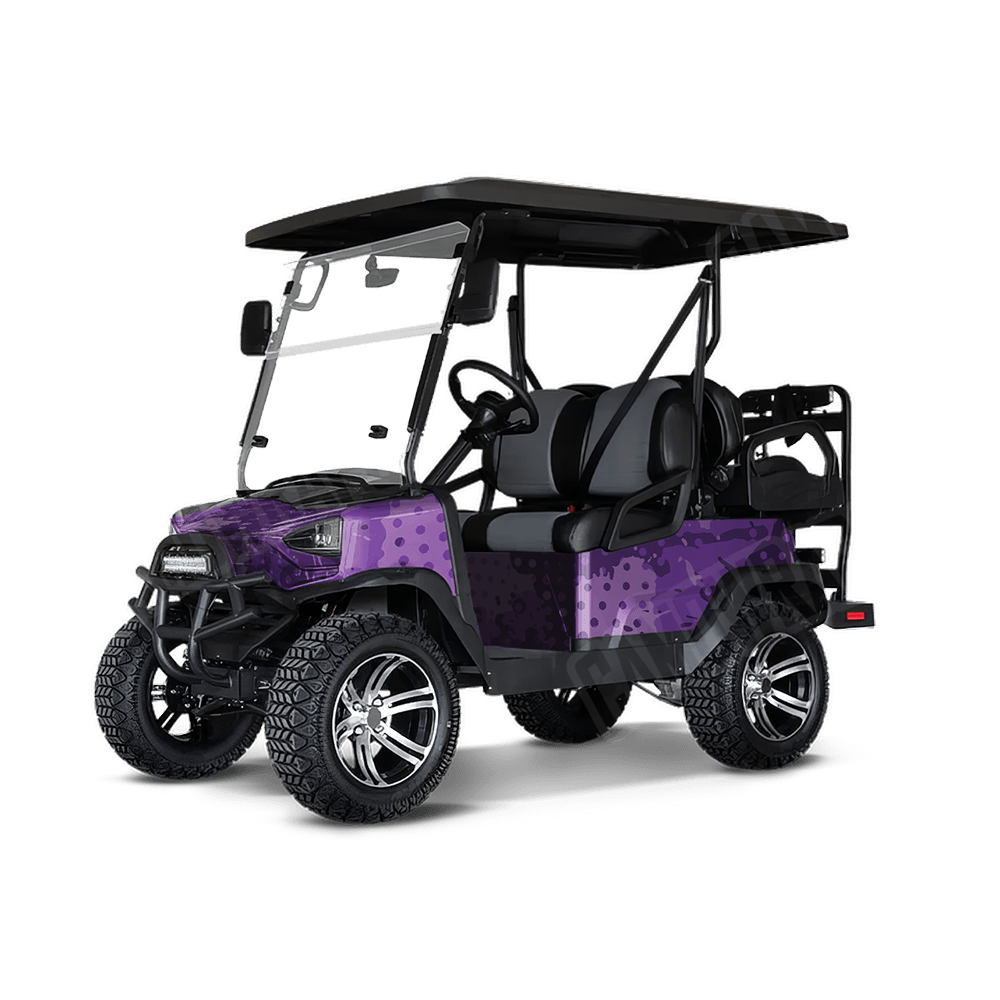 Halftone Splatter Elite Purple Golf Cart Camo Vinyl Wrap